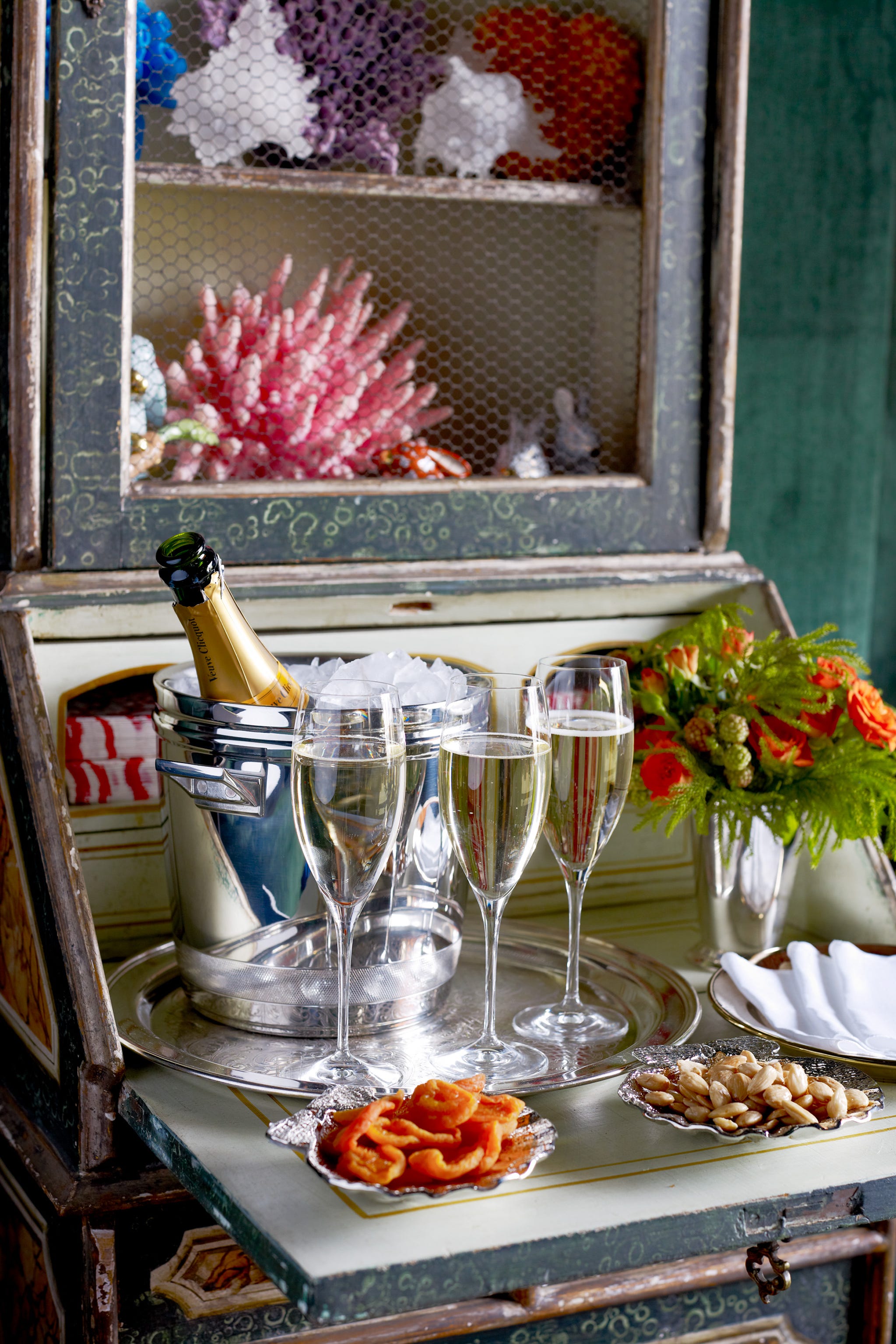 hutton wilkinson bar with champagne and snacks