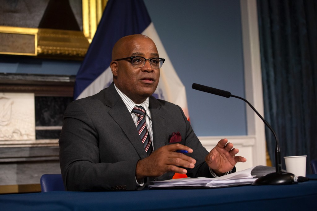 Deputy Commissioner for Public Safety Philip Banks speaks at City Hall.