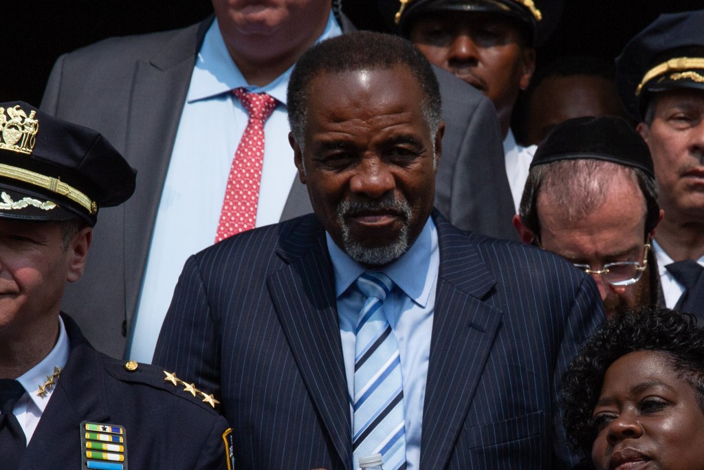 Tim Pearson attends NYPD commissioner Edward Caban's swearing-in ceremony outside the 40th Precinct in the South Bronx.