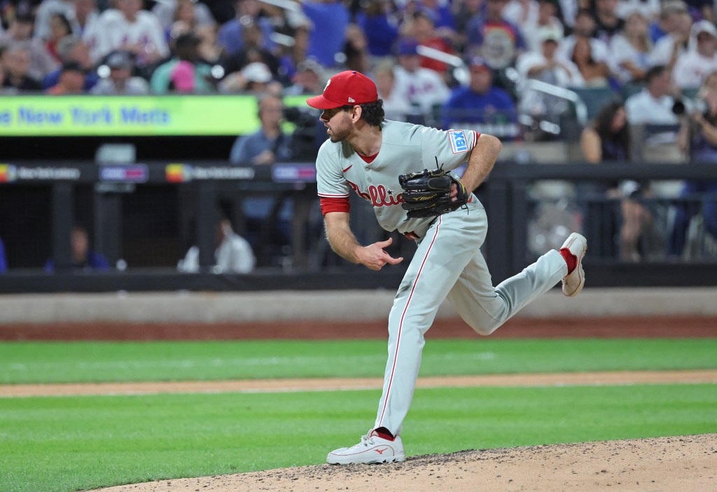 Jordan Romano #68 of the Philadelphia Phillies throws a pitch during the 7th inning.