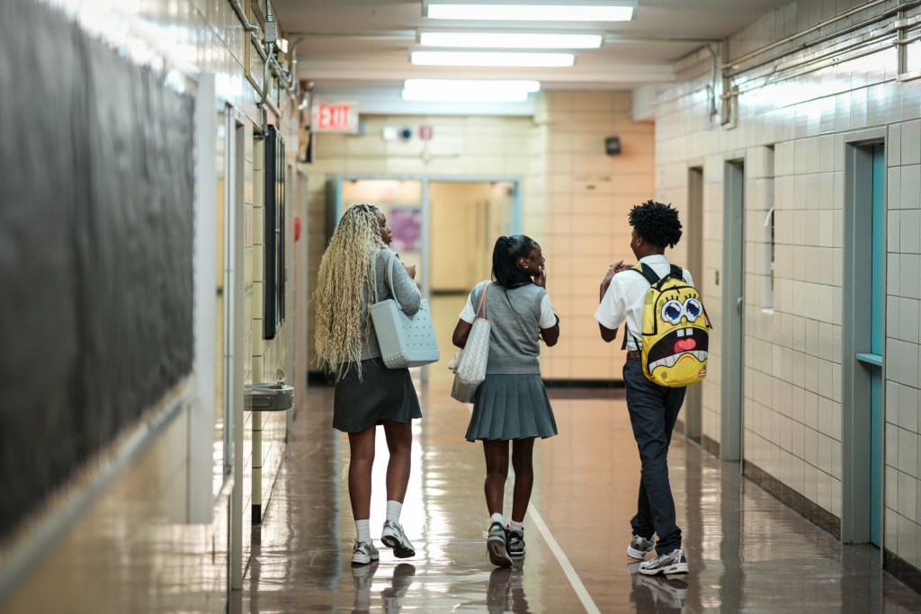 Students attend the first day of school at the Historically Black Colleges Universities Early College Prep High School in Queens