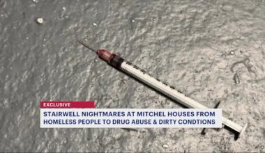 Inside the stairwells at the Mitchel Houses