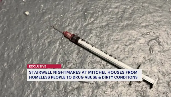 Inside the stairwells at the Mitchel Houses