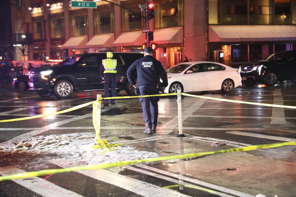 The unidentified victim was taken to Mount Sinai West in critical condition by police officers in an NYPD vehicle. William C Lopez/New York Post