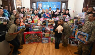 Liu, Champions Martial Arts donate hundreds of toys to military families at Fort Totten – QNS
