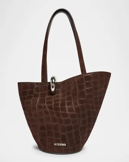 Le Bambola Moyen Croc-Embossed Suede Tote Bag