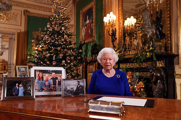 The Queen made her speech from Windsor Castle in 2019. On the desk were photographs of her husband, Prince William with his family, and the then Duke and Duchess of Cornwall but there were no pictures of the Duke and Duchess of Sussex