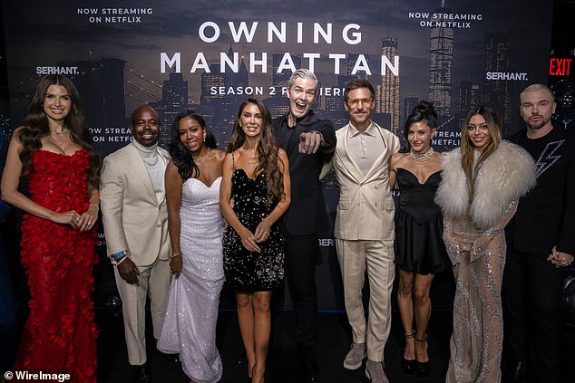 Owning Manhattan season 2 premiered on Netflix on December 5. Pictured is the cast at the premiere on December 5