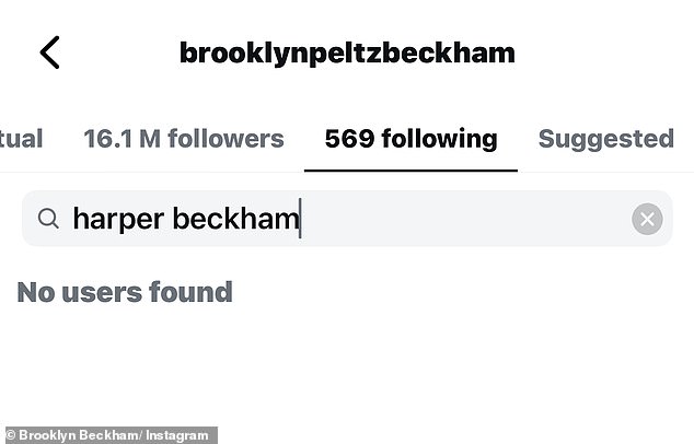 Harper, arguably the most innocent party in Brooklyn's ongoing dispute with his parents, has also been removed - just three months after launching her own Instagram account