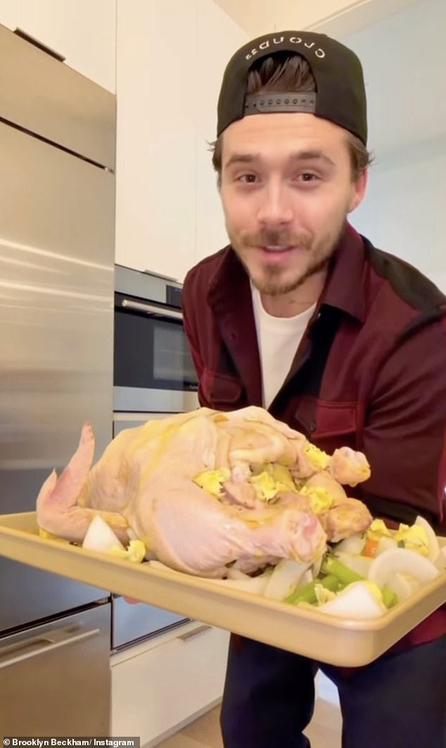 It is thought that Brooklyn, who regularly shares cooking tutorials on social media, blocked his family after Victoria 'liked' a recent post in which he roasts a chicken
