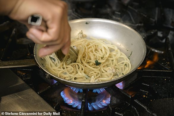 When you combine the pasta with the clams, add a small amount of pasta water to make the sauce stick
