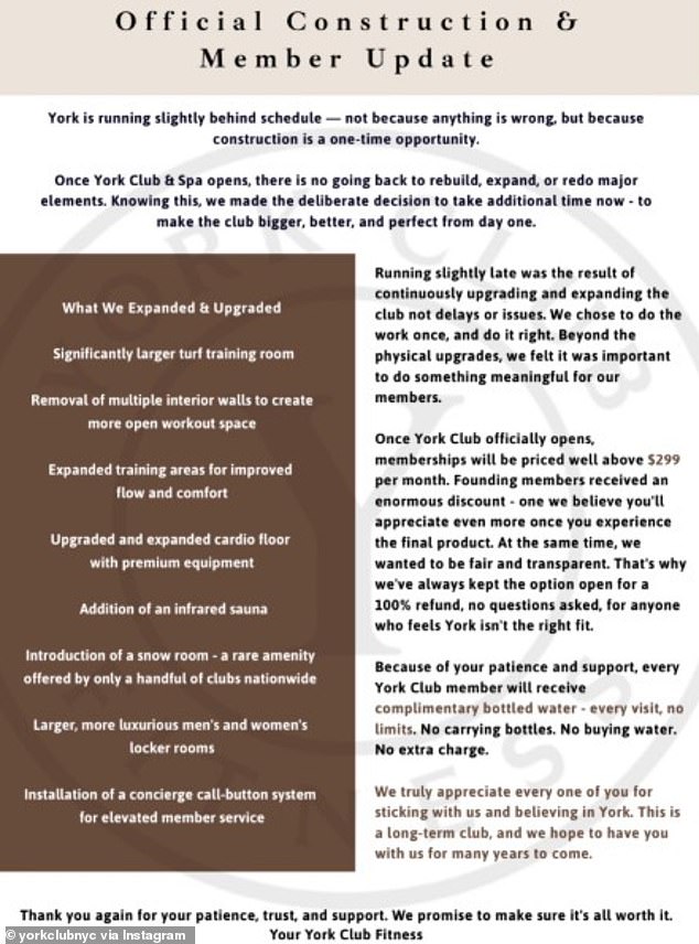 The week before Christmas, members were hit with more disappointment when the club announced that it was delaying opening again