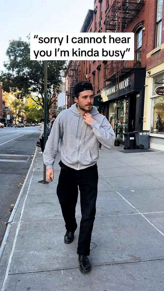 Brooklyn Beckham shared a video which was posted to his Cloud23 hot sauce TikTok account of himself sauntering along a road as Lady Gaga’s hit Telephone played in the background