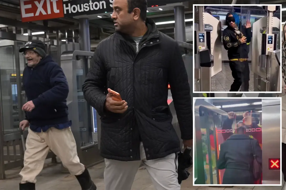 MTA's new subway gates blasted as 'easy to beat' as man with cane among fare jumpers