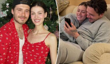 Nicola Peltz and Brooklyn Beckham twin in gray sweatsuits ahead of the new year