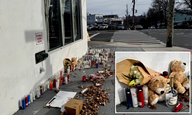 A memorial is set up near where Shariq Bryant was killed on the corner of E. 222nd St. near Boston Rd. in the Bronx.