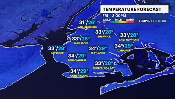 Frigid start with increasing clouds, light snow arrives tonight in Brooklyn
