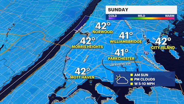 Chilly weekend in The Bronx; snow possible on frigid Monday