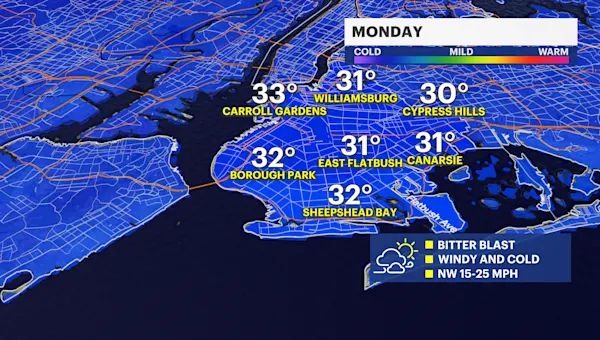 Morning snow chance in Brooklyn; frigid temps move in
