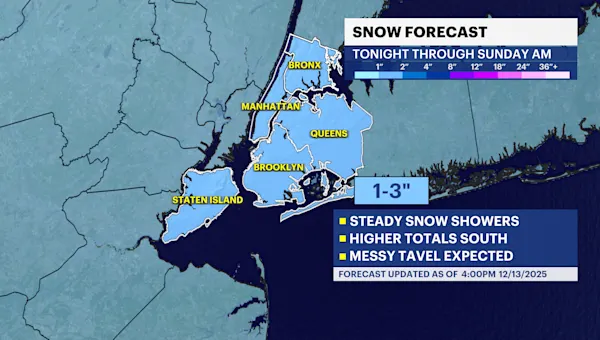 Overnight snow showers followed by frigid air in The Bronx