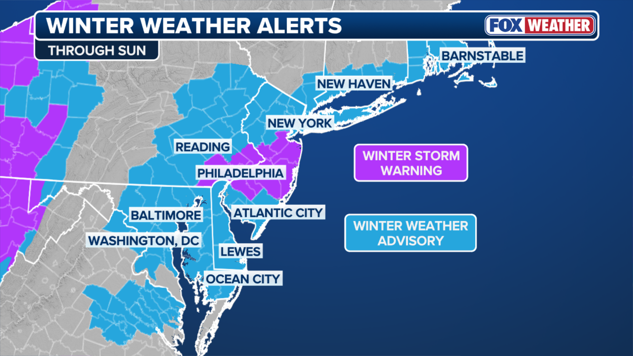 Snow falls across NYC, New Jersey, totals of 2-6 inches