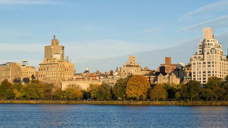 Buildings of the Upper East Side viewed from the Jacqueline Kennedy Onassis Reservoir in Manhattan
