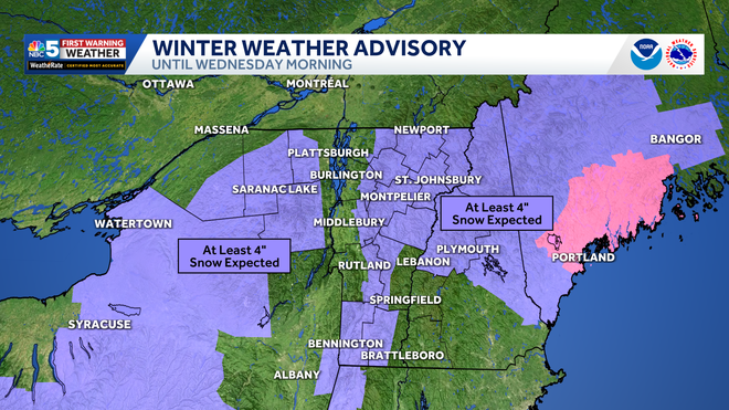 Winter weather advisories in effect through Wednesday at 7 AM. ﻿