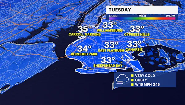 Freezing and windy through New Year’s Even in Brooklyn