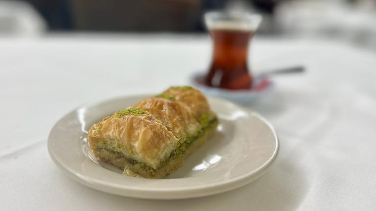 Baklava with a cup of Turkish tea at Ada Mediterranean...