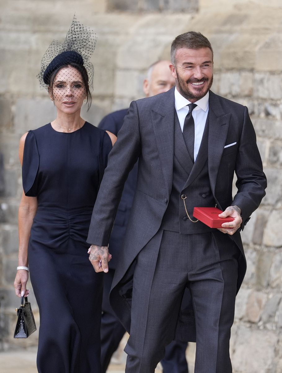 David Beckham, visibly excited for the special day, arrived at the castle with his wife by his side.    