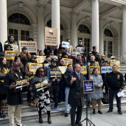 New York City Comptroller Brad Lander addresses the press on Monday, Nov. 17. Brooklyn Eagle photo by Joanna Insco