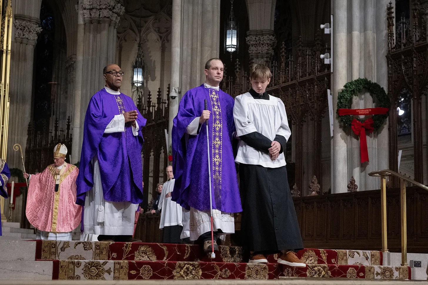 A snowy St. Patrick's Cathedral in Manhattan on Gaudete Sunday 2025.
