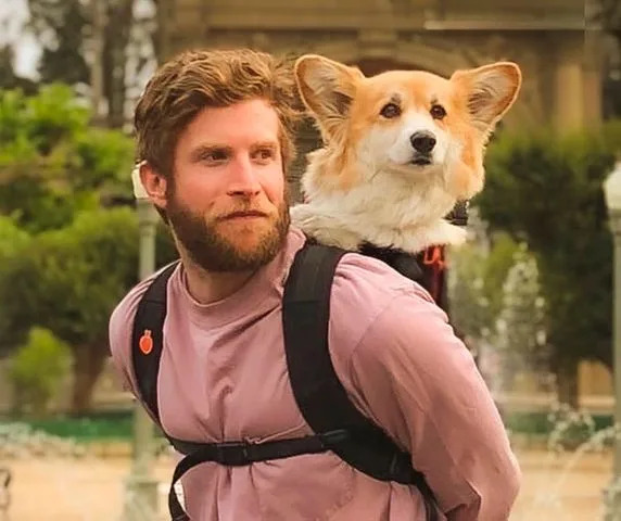 courtesy bryan reisberg Bryan Reisberg with Maxine the corgi