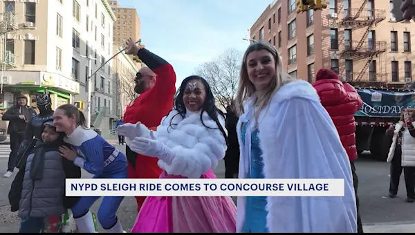 NYPD annual sleigh ride brings superheroes and gifts to Concourse Village