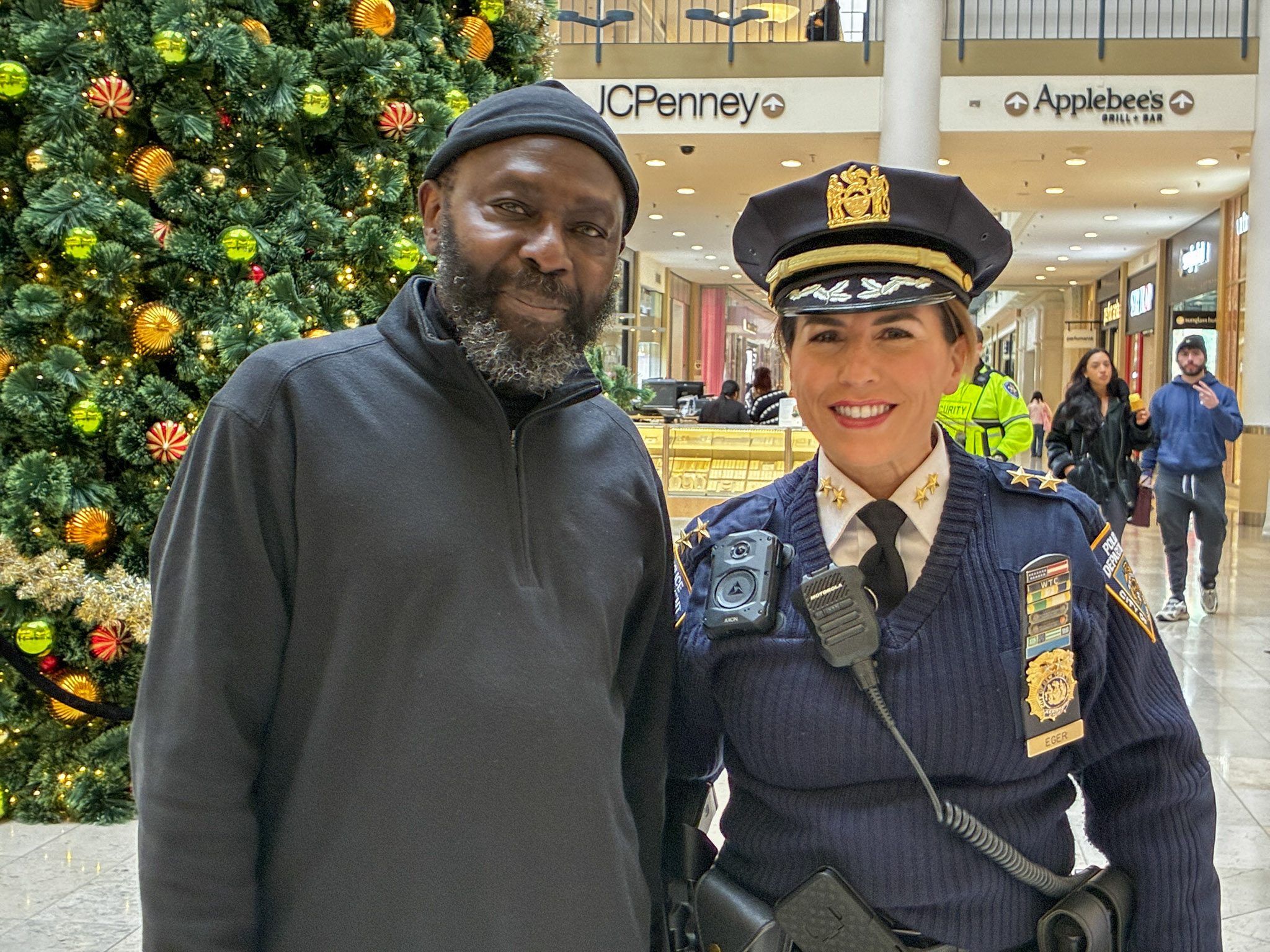 NYPD Assistant Chief Melissa Eger, the Staten Island borough commander, along with other members of the NYPD visited the Staten Island Mall in New Springville to speak with shopkeepers about the department's effort to reduce retail theft and overall crime in the mall during the holiday shopping season on Dec. 15, 2025.