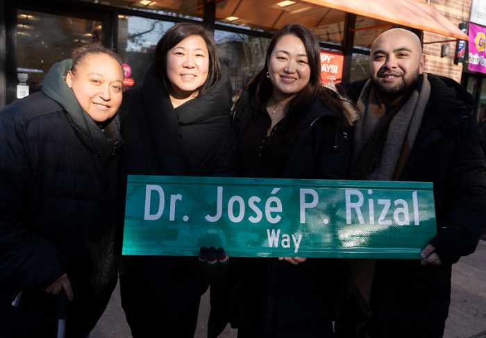 Meng, Won and Raga at Friday's ceremony. Photo by Gerard Romo/NYC Council Media Unit.