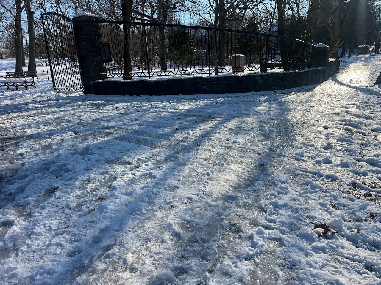 Snow and ice at parks on Staten Island