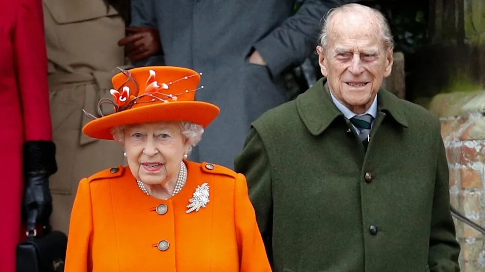  Queen Elizabeth and Prince Philip depart after attending the Christmas Day church service in Norfolk in 2017. 