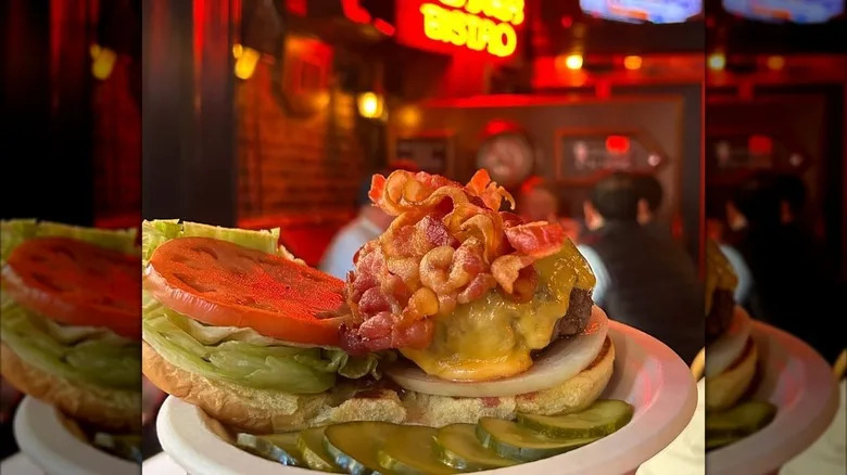 A Bistro Burger with bacon and cheese from Corner Bistro in NYC