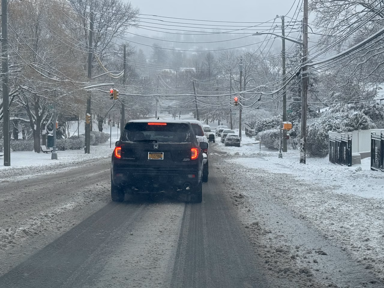 Roadways during snow on Dec. 27, 2025