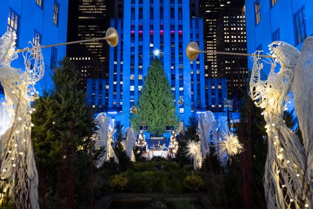 Rockefeller Center Christmas tree ahead of the 93rd annual lighting ceremony, Wednesday, Dec. 3, 2025, in New York. (AP Photo/Yuki Iwamura)