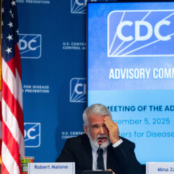 Dr. Robert Malone chairs a meeting of the CDC Advisory Committee on Immunization Practices in Atlanta on Friday, Dec. 5, 2025 to consider changes in hepatitis B vaccine recommendations for infants. AP Photo/Ben Gray