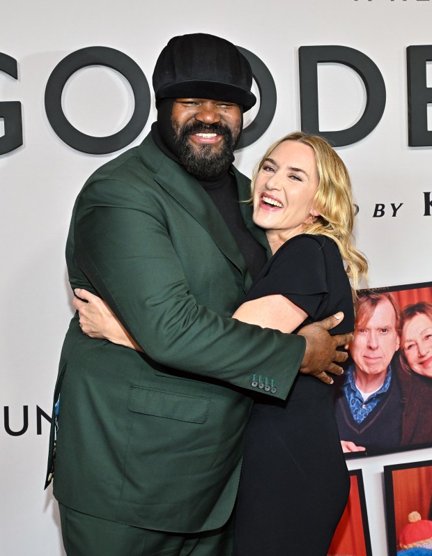 Gregory Porter, left, and Kate Winslet attend the special screening of "Goodbye June" at The Whitby Hotel on Monday, Dec. 8, 2025, in New York. (Photo by Evan Agostini/Invision/AP)
