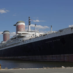 This July 1, 2010, file photo shows the SS United States, a luxury ocean liner removed from service in 1969. AP Photo/Matt Rourke, File