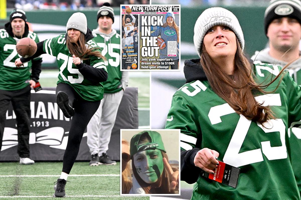 Jets super fan kicks for $100K challenge after invite controversy — here's how she did