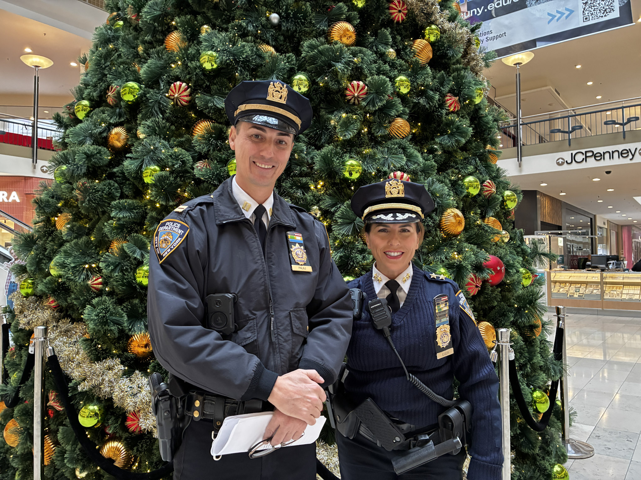 NYPD Assistant Chief Melissa Eger, the Staten Island borough commander, along with other members of the NYPD visited the Staten Island Mall in New Springville to speak with shopkeepers about the department's effort to reduce retail theft and overall crime in the mall during the holiday shopping season on Dec. 15, 2025.