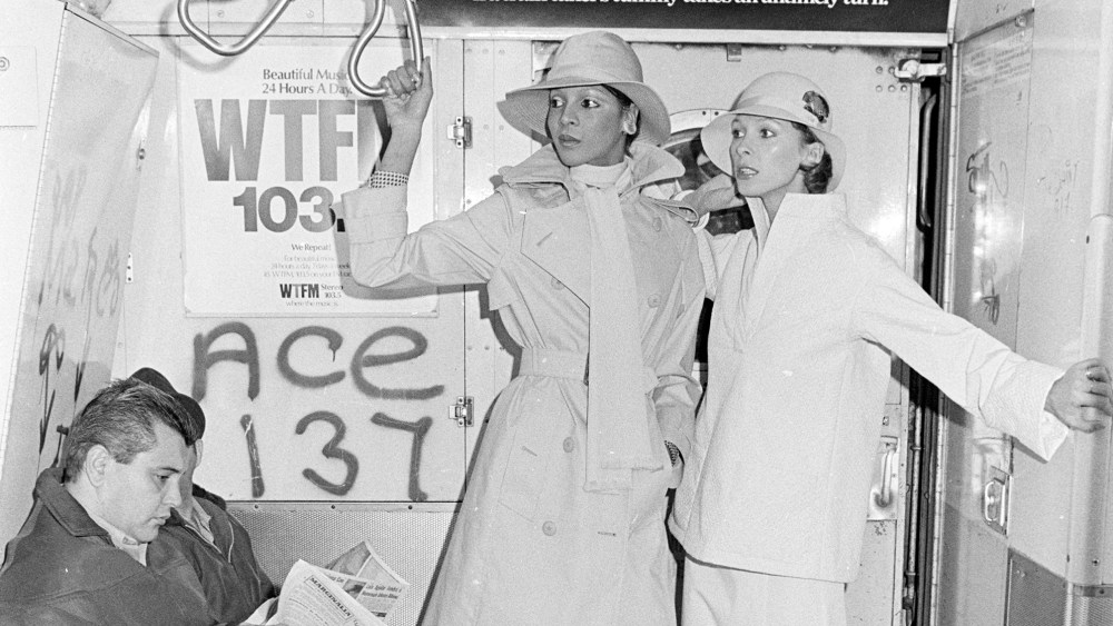 Calvin Klein spring 1974 collection photographed on the subway at New York's Time Square Station .