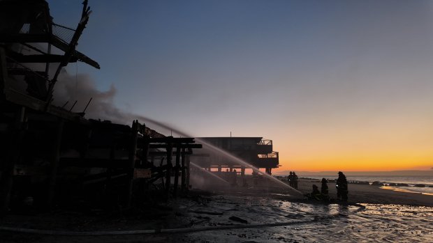 A fire tears through the Silver Gull Beach Club on Beach 193rd St. and Rockaway Point Blvd. in Breezy Point, Queens, on Wednesday, Dec. 24, 2025. (FDNY)
