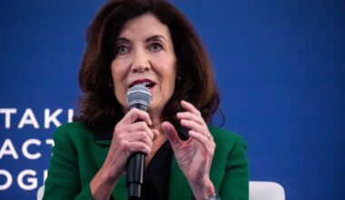 Kathy Hochul, governor of New York, speaks during the Clinton Global Initiative (CGI) annual meeting in New York, US, on Tuesday, Sept. 20, 2022. For the first time since 2016, CGI will convene alongside the United Nations General Assembly. Photographer: Michael Nagle/Bloomberg via Getty Images
