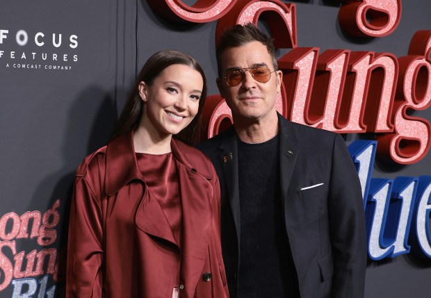 NEW YORK, NEW YORK - DECEMBER 11: (L-R) Nicole Brydon Bloom and Justin Theroux attend the "Song Sung Blue" New York Premiere at AMC Lincoln Square Theater on December 11, 2025 in New York City. (Photo by Dimitrios Kambouris/Getty Images)
